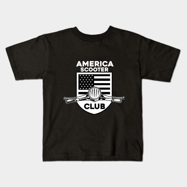 AMERICA SCOOTER CLUB Kids T-Shirt by beanbeardy